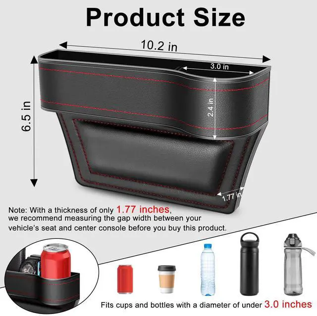 Alt view image 4 of 7 - Car Seat Gap Filler Organizer, 2 Pack Car Console Organizer with Cup Holder