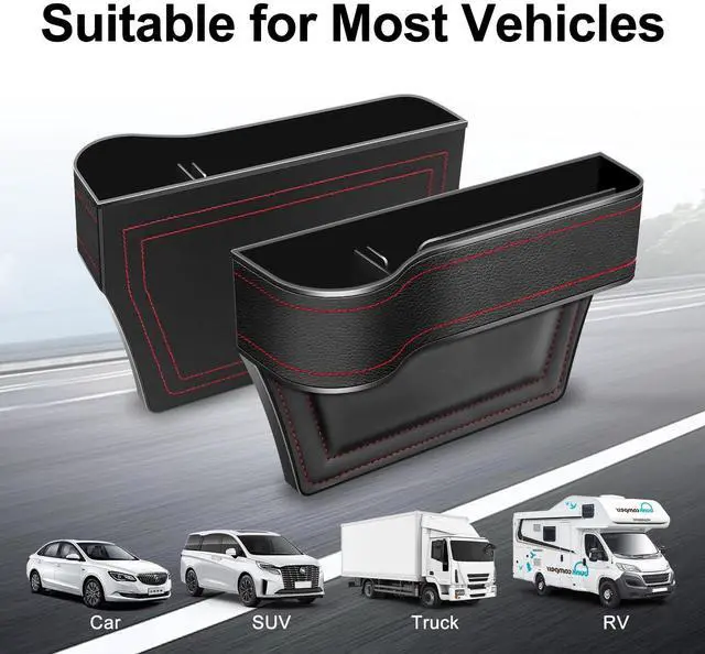 Alt view image 7 of 7 - Car Seat Gap Filler Organizer, 2 Pack Car Console Organizer with Cup Holder
