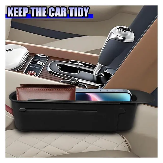 Alt view image 4 of 6 - Car Seat Gap Filler, Multifunctional Car Seat Organizer, Phone Holder Between Seats & Console, Automotive Storage Box Accessories for Keys, Sunglasses, Cards, Phones (Black)