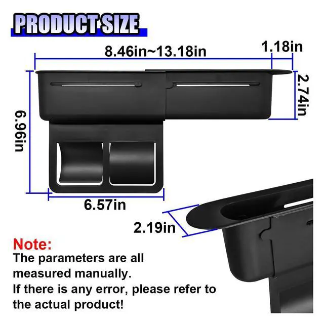 Alt view image 2 of 6 - Car Seat Gap Filler, Multifunctional Car Seat Organizer, Phone Holder Between Seats & Console, Automotive Storage Box Accessories for Keys, Sunglasses, Cards, Phones (Black)