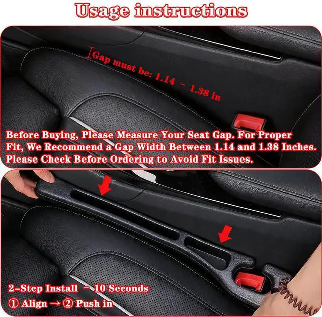 Alt view image 2 of 7 - Car Seat Gap Filler Organizer of 2, 2 in 1 Car Gap Filler (Black)
