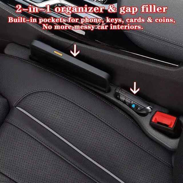 Alt view image 4 of 7 - Car Seat Gap Filler Organizer of 2, 2 in 1 Car Gap Filler (Black)