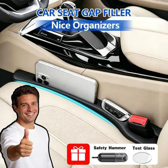 Alt view image 2 of 7 - Car Seat Gap Filler Organizer 2Pack,Car Accessories Plug,Black