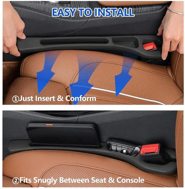 Alt view image 6 of 7 - Car Seat Gap Filler Organizer 2Pack,Car Accessories Plug,Black