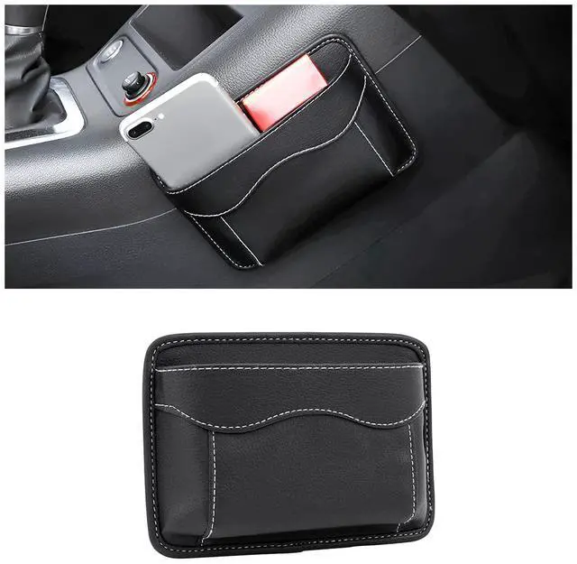 Main image of PU Leather Car Seat Side Pocket Organizer, Black/Flag
