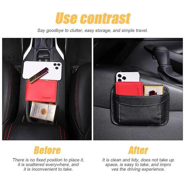 Alt view image 3 of 7 - PU Leather Car Seat Side Pocket Organizer, Black/Flag