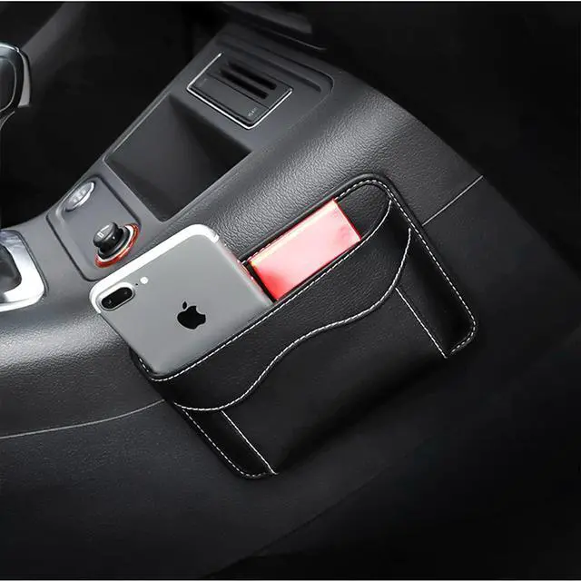 Alt view image 6 of 7 - PU Leather Car Seat Side Pocket Organizer, Black/Flag