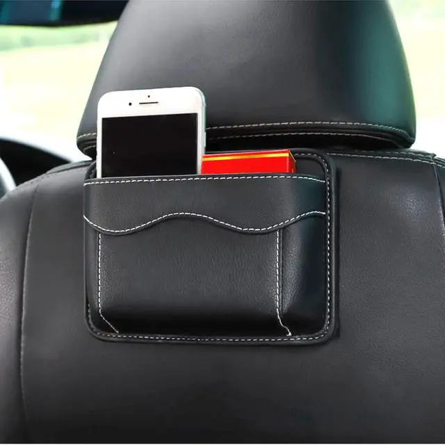 Alt view image 7 of 7 - PU Leather Car Seat Side Pocket Organizer, Black/Flag