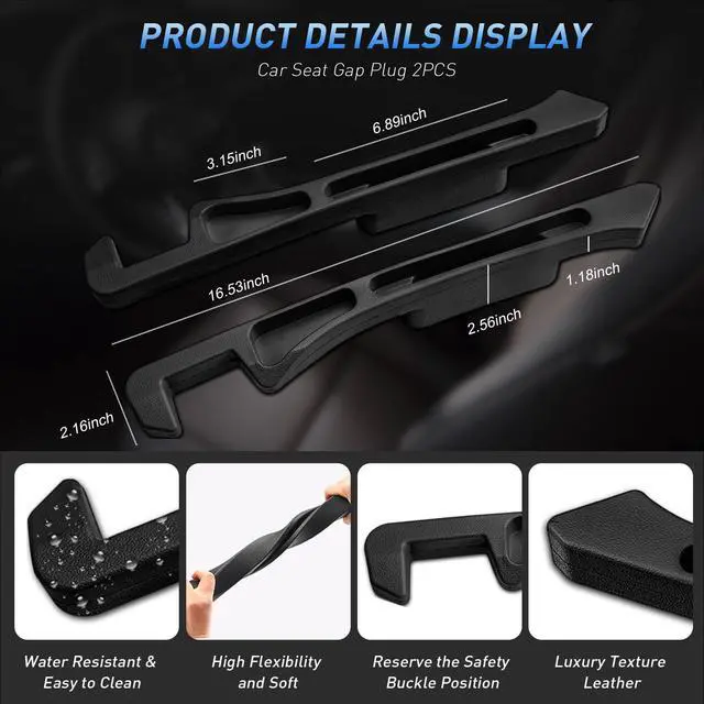 Alt view image 7 of 7 - Car Seat Gap Filler 2Pack, Inserts Between Seats Console with Organizer Storage Upgraded Phone Holder Car Side Seat Gap Fillers Cars Front Seats Fill Plug Car Essentials for Vehicle SUV Truck (Black)