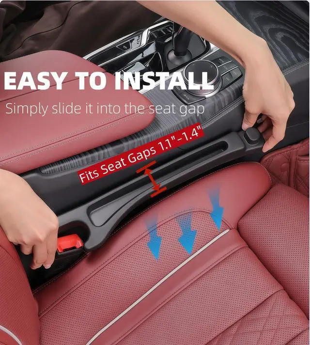 Alt view image 4 of 6 - Car Seat Gap Filler 2 Pack, Upgraded 3-in-1 Car Seat Gap Plug Organizer with Storage Slot & Hook, Universal Fit No-Drop Seat Side Gap Seam Filler Between Seat & Console for Car, SUV, Truck