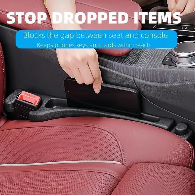 Alt view image 6 of 6 - Car Seat Gap Filler 2 Pack, Upgraded 3-in-1 Car Seat Gap Plug Organizer with Storage Slot & Hook, Universal Fit No-Drop Seat Side Gap Seam Filler Between Seat & Console for Car, SUV, Truck