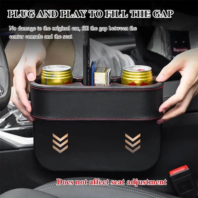 Alt view image 4 of 7 - Car Cup Holder Gap Filler Organizer, Multifunctional Auto Front Console Gap Filler with Cup Holder, Leather Extra Cup Holder Storage Box for Car Truck SUV, Car Accessories (Black/Plastic)