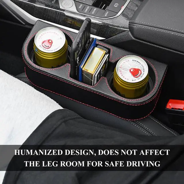 Alt view image 7 of 7 - Car Cup Holder Gap Filler Organizer, Multifunctional Auto Front Console Gap Filler with Cup Holder, Leather Extra Cup Holder Storage Box for Car Truck SUV, Car Accessories (Black/Plastic)