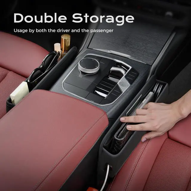 Alt view image 3 of 7 - Universal Car Seat Gap Filler Organizer, Premium Suede Leather Car Seat Side Gap Filler, Seat Gap Storage Box for Suv Truck, Car Interior Accessories, Black-1pc