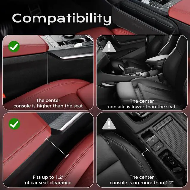Alt view image 6 of 7 - Universal Car Seat Gap Filler Organizer, Premium Suede Leather Car Seat Side Gap Filler, Seat Gap Storage Box for Suv Truck, Car Interior Accessories, Black-1pc