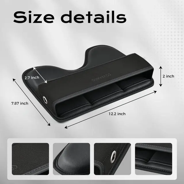 Alt view image 7 of 7 - Universal Car Seat Gap Filler Organizer, Premium Suede Leather Car Seat Side Gap Filler, Seat Gap Storage Box for Suv Truck, Car Interior Accessories, Black-1pc