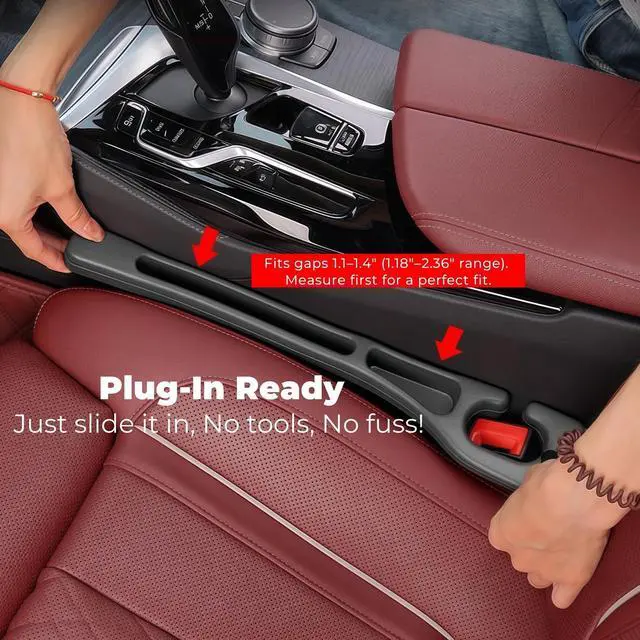 Alt view image 3 of 6 - Car Seat Gap Filler 2 Pack, No Drop Seat Gap Plug with Dual Storage Slots, Blocks Phones Keys Coins, Flexible EVA Console Gap Filler Auto Accessories for Cars SUVs Trucks