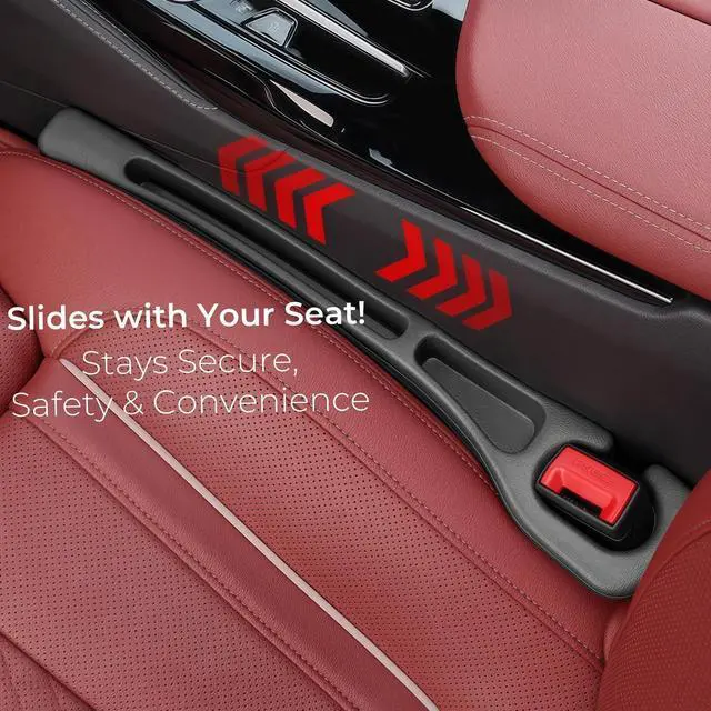 Alt view image 4 of 6 - Car Seat Gap Filler 2 Pack, No Drop Seat Gap Plug with Dual Storage Slots, Blocks Phones Keys Coins, Flexible EVA Console Gap Filler Auto Accessories for Cars SUVs Trucks