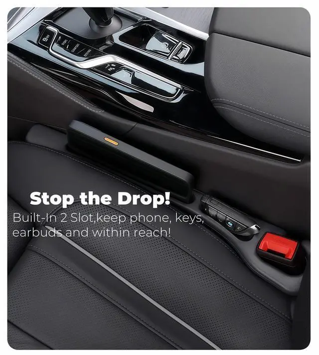 Alt view image 6 of 6 - Car Seat Gap Filler 2 Pack, No Drop Seat Gap Plug with Dual Storage Slots, Blocks Phones Keys Coins, Flexible EVA Console Gap Filler Auto Accessories for Cars SUVs Trucks