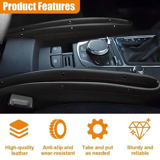 Alt view image 5 of 6 - Car Seat Gap Filler Organizer, L-Capacity Leather Automotive Interior Storage Box, Universal Vehicle Side Seat Gap Filler Accessories for Keys, Phones, Glasses (Black)