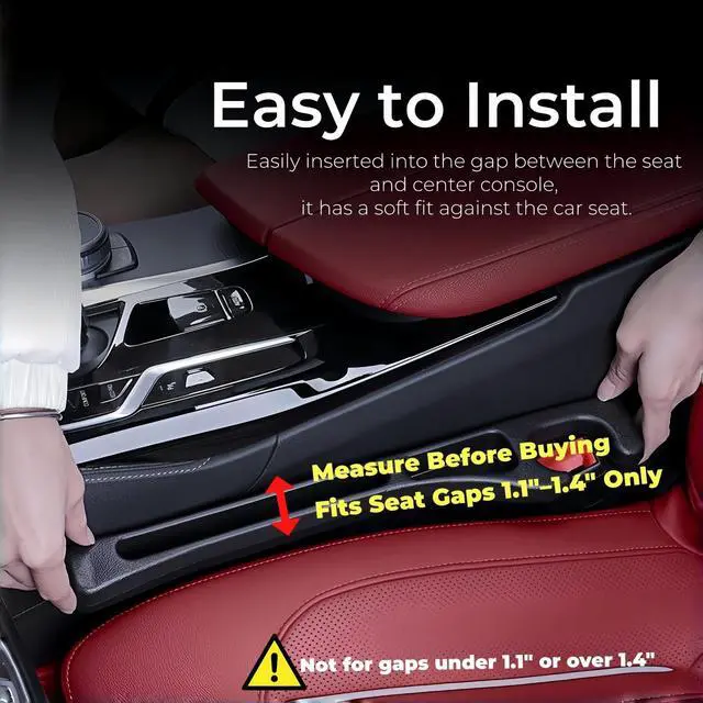 Alt view image 2 of 7 - Car Seat Gap Filler, 2-Pack No-Drop Seat Side Gap Seam Filler Organizer with Phone Holder, Universal Fit Fill The Gap Between Seat & Console, Perfect for Car, SUV, Truck
