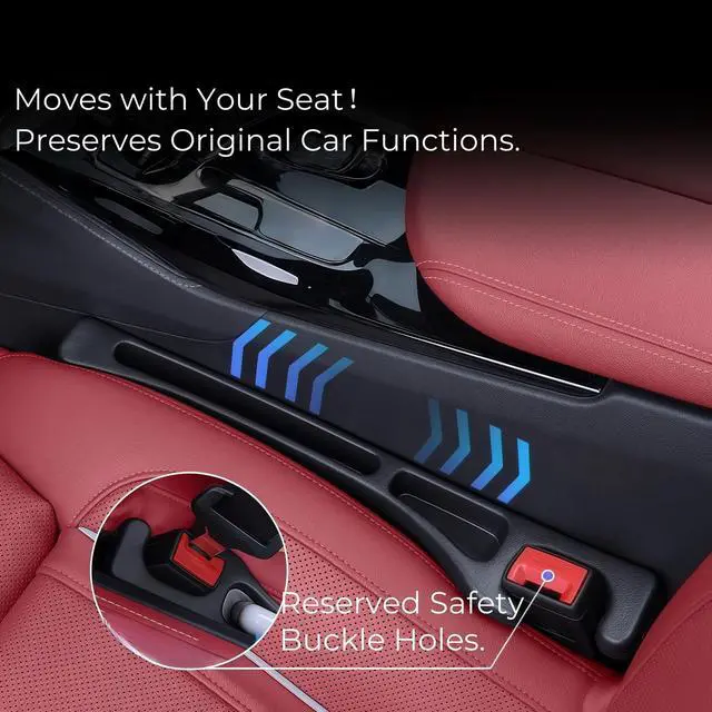 Alt view image 5 of 7 - Car Seat Gap Filler, 2-Pack No-Drop Seat Side Gap Seam Filler Organizer with Phone Holder, Universal Fit Fill The Gap Between Seat & Console, Perfect for Car, SUV, Truck