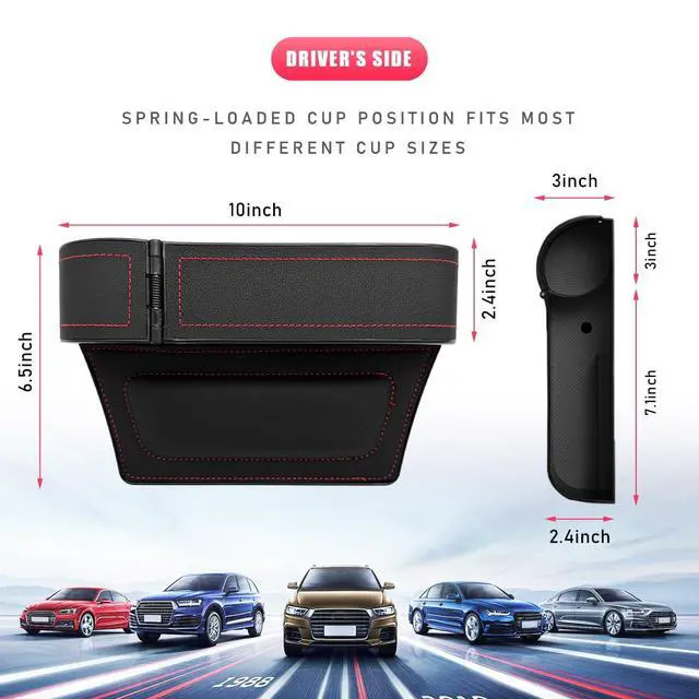 Alt view image 2 of 6 - Car Seat Gap Filler with Cup Holder Expander, Automotive Front Seat Storage with Cup Holder, Console Seat Gap Filler Storage Box for Mug Bottle Keys, Car Accessories (Driver Side)