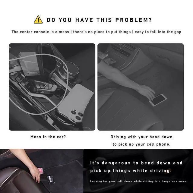 Alt view image 3 of 6 - Car Seat Gap Filler with Cup Holder Expander, Automotive Front Seat Storage with Cup Holder, Console Seat Gap Filler Storage Box for Mug Bottle Keys, Car Accessories (Driver Side)