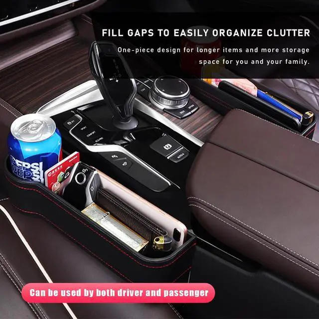 Alt view image 4 of 6 - Car Seat Gap Filler with Cup Holder Expander, Automotive Front Seat Storage with Cup Holder, Console Seat Gap Filler Storage Box for Mug Bottle Keys, Car Accessories (Driver Side)