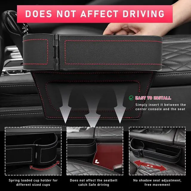 Alt view image 5 of 6 - Car Seat Gap Filler with Cup Holder Expander, Automotive Front Seat Storage with Cup Holder, Console Seat Gap Filler Storage Box for Mug Bottle Keys, Car Accessories (Driver Side)