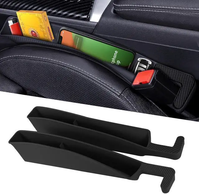 Main image of 2PCS Car Seat Gap Filler Organizer, Multifunctional Seat Gap Storage Box for Phone Key, Stop Things from Dropping Between Seat and Console, Universal Interior Car Accessories (Black)