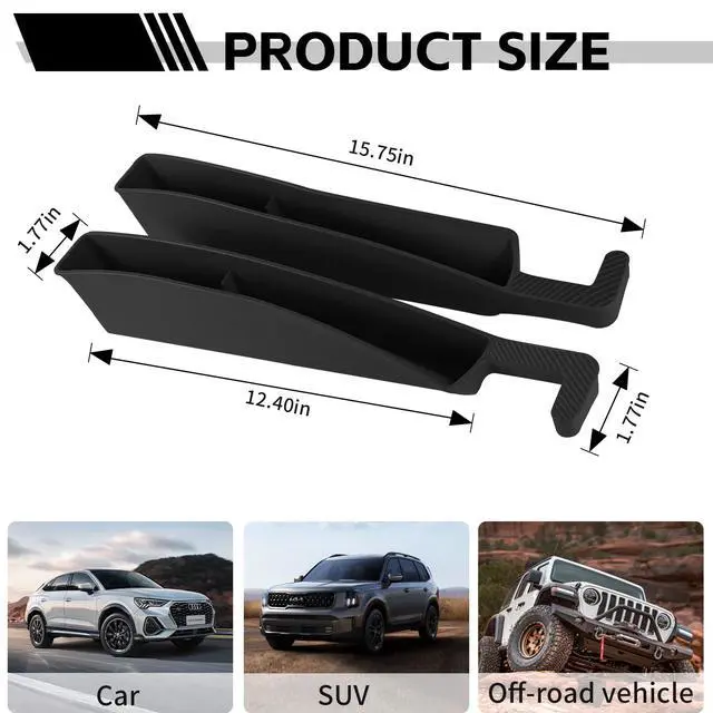 Alt view image 2 of 6 - 2PCS Car Seat Gap Filler Organizer, Multifunctional Seat Gap Storage Box for Phone Key, Stop Things from Dropping Between Seat and Console, Universal Interior Car Accessories (Black)