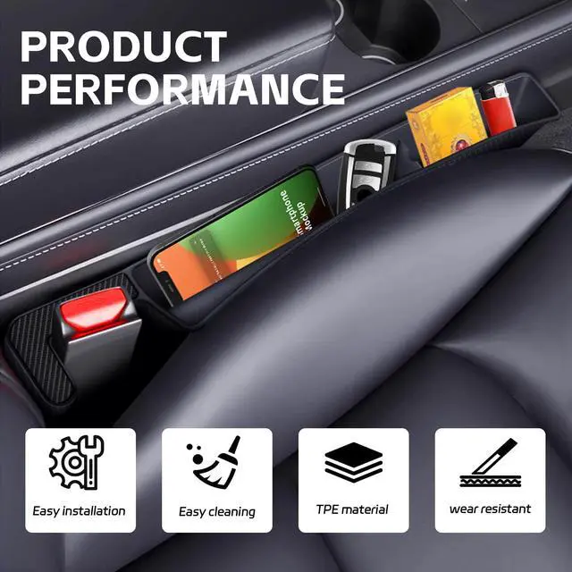 Alt view image 4 of 6 - 2PCS Car Seat Gap Filler Organizer, Multifunctional Seat Gap Storage Box for Phone Key, Stop Things from Dropping Between Seat and Console, Universal Interior Car Accessories (Black)
