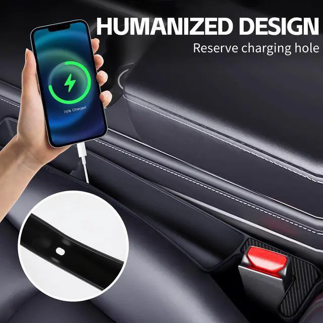 Alt view image 6 of 6 - 2PCS Car Seat Gap Filler Organizer, Multifunctional Seat Gap Storage Box for Phone Key, Stop Things from Dropping Between Seat and Console, Universal Interior Car Accessories (Black)