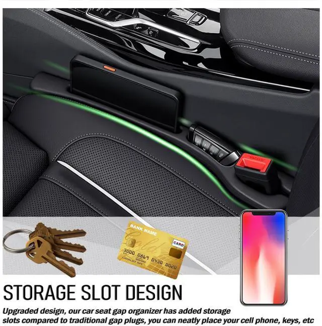 Alt view image 5 of 7 - 2PCS Car Seat Gap Filler Organizer,Soft Car Gap Filler Organizer for Filling Gaps with Storage Slots,Versatile Cars Seat Gaps Fillers Strip Cars Interior Accessories