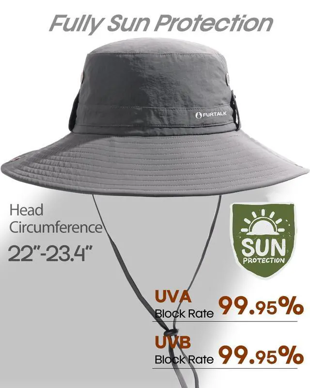 Alt view image 2 of 7 - Sun Hats for Men Fishing Hat UPF Protection Wide Brim Bucket Hat