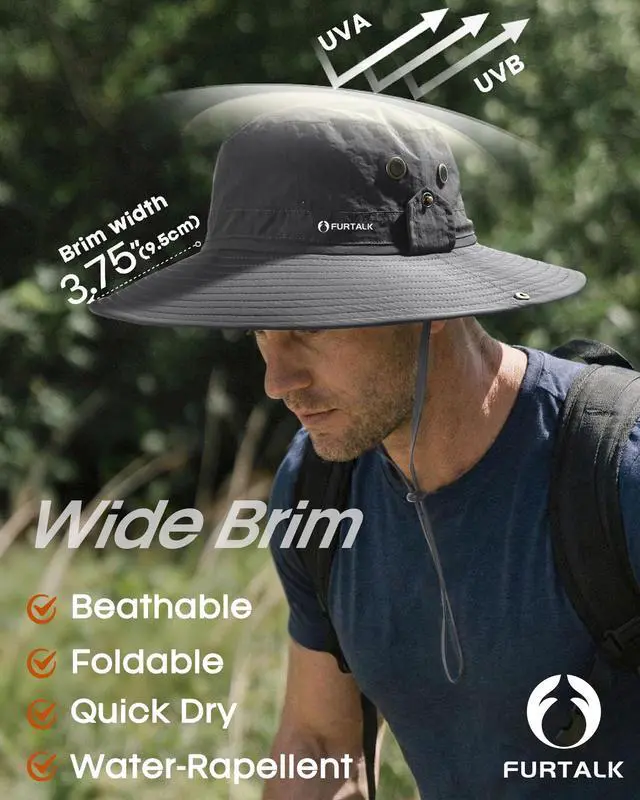 Alt view image 3 of 7 - Sun Hats for Men Fishing Hat UPF Protection Wide Brim Bucket Hat