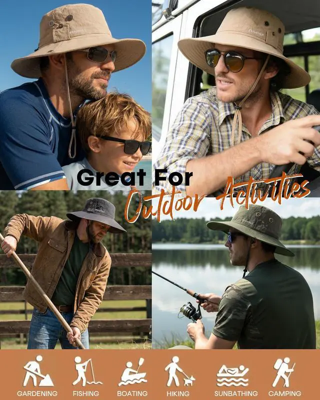 Alt view image 5 of 7 - Sun Hats for Men Fishing Hat UPF Protection Wide Brim Bucket Hat