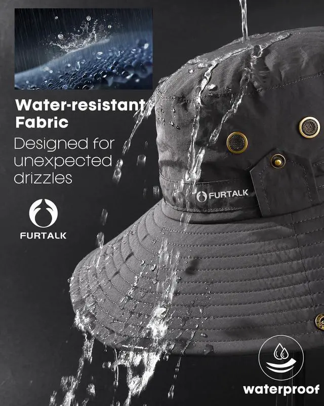 Alt view image 6 of 7 - Sun Hats for Men Fishing Hat UPF Protection Wide Brim Bucket Hat