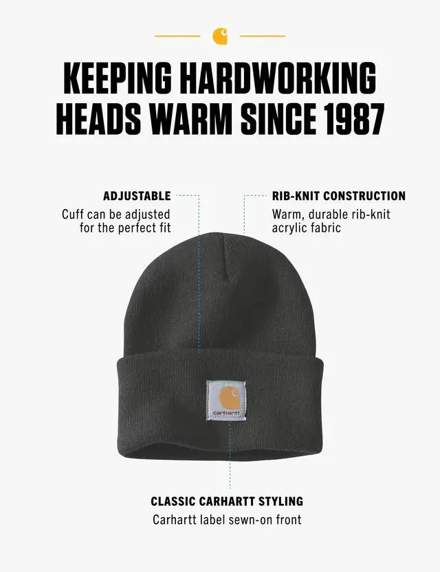 Alt view image 2 of 6 - Mens Knit Cuffed Beanie Hat, Black, One Size US