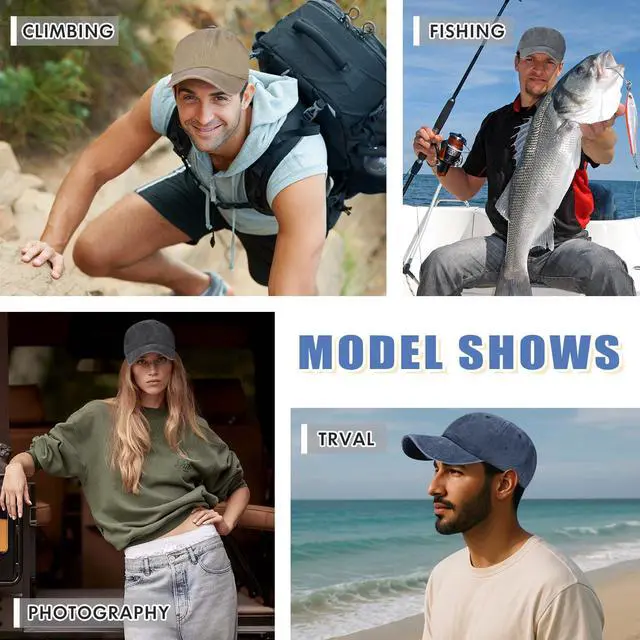 Alt view image 5 of 7 - 6Pack Unisex Vintage Washed Cotton Baseball Cap Soft Unconstructed Plain Blank Adjustable Size Dad Hat (US, Alpha, One Size, 6 Pcs-D)