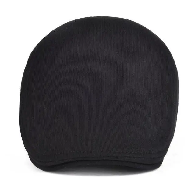 Alt view image 4 of 6 - Men's Cotton Flat Ivy Gatsby Newsboy Driving Hat Cap (Style2-Black)