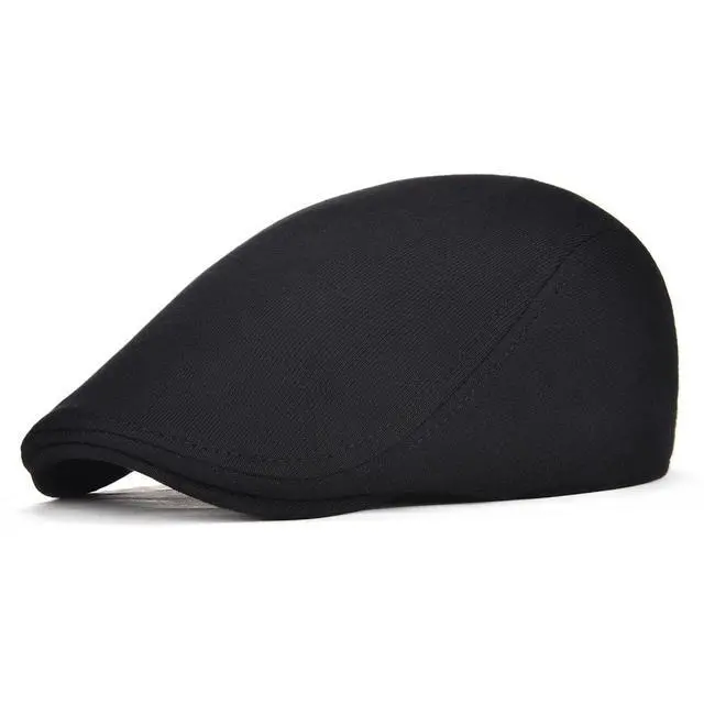 Alt view image 3 of 6 - Men's Cotton Flat Ivy Gatsby Newsboy Driving Hat Cap (Style2-Black)