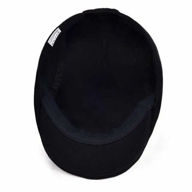 Alt view image 6 of 6 - Men's Cotton Flat Ivy Gatsby Newsboy Driving Hat Cap (Style2-Black)