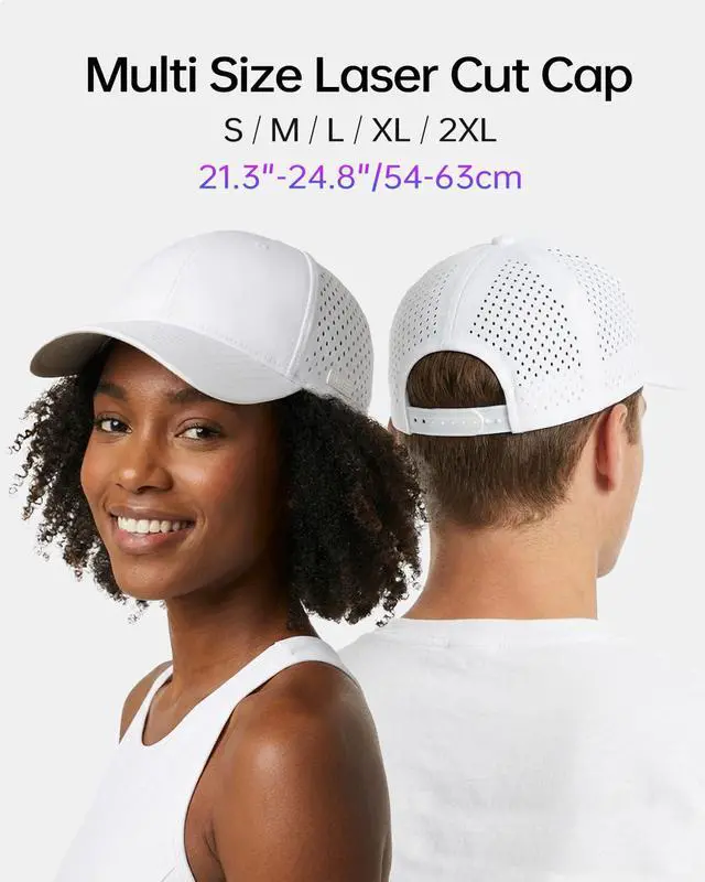 Alt view image 2 of 6 - Oversize XXL Men's Baseball Mesh Cap, Laser Cut Quick Dry Cap, Adjustable Curved Brim Trucker Hat for Women White