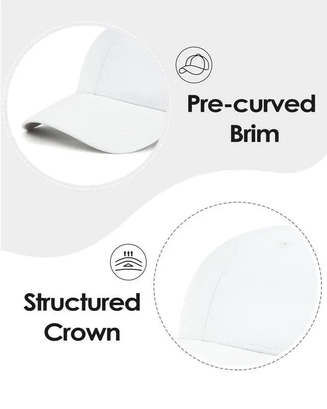 Alt view image 4 of 6 - Oversize XXL Men's Baseball Mesh Cap, Laser Cut Quick Dry Cap, Adjustable Curved Brim Trucker Hat for Women White