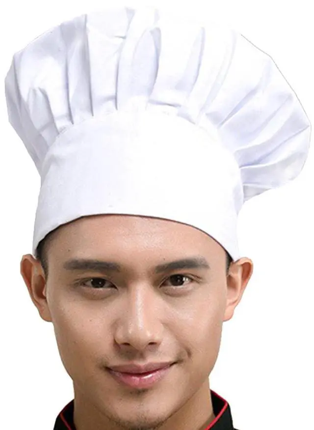 Main image of Chef Hat Adult Adjustable Elastic Baker Kitchen Cooking Chef Cap (White)
