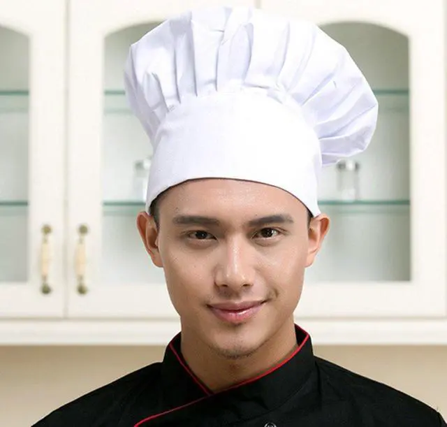 Alt view image 5 of 5 - Chef Hat Adult Adjustable Elastic Baker Kitchen Cooking Chef Cap (White)
