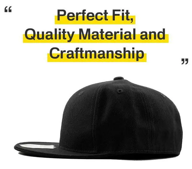Alt view image 6 of 7 - KNW-2364 BLK (7 5/8) The Real Original Fitted Flat-Bill Mens Hat True-Fit, 9 Sizes & 20 Colors, Black