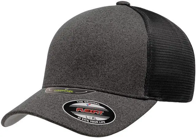 Main image of Melange UniPanel Trucker Cap, Dark Grey/Black, Large/XLarge